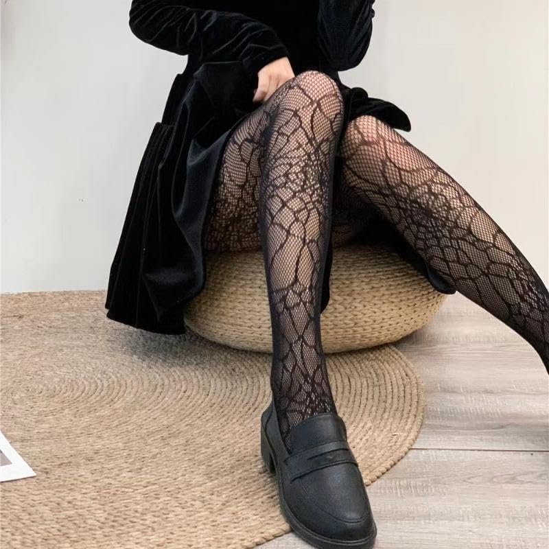 OLYPHAN Witch Spider Web Pantyhose Stockings Spiderweb Gothic Tights Goth Pantyhose Witch Costume Fishnet for Women - Fishnets for Halloween Raves Cosplay - Image 4